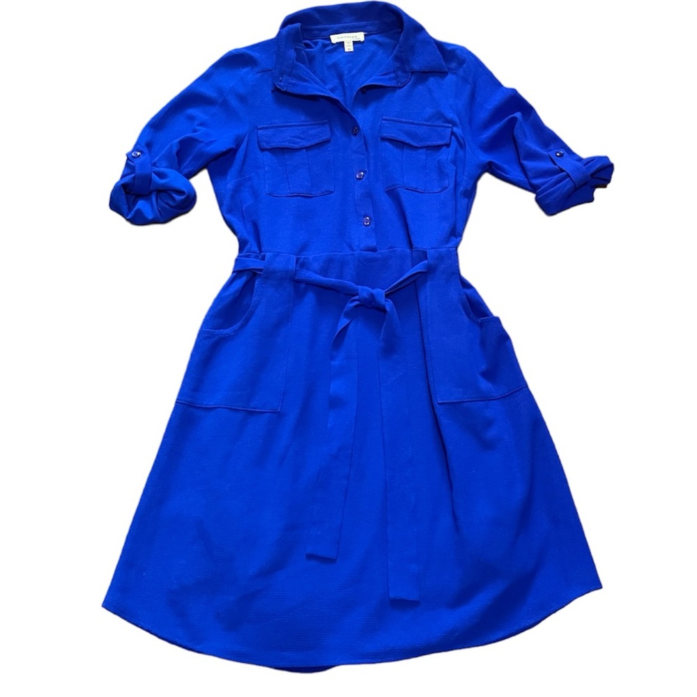 Monteau Women’s Royal Blue Button Tie Front Sheath Dress Medium
